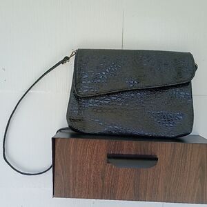Vintage Black Faux Leather Embossed Bag